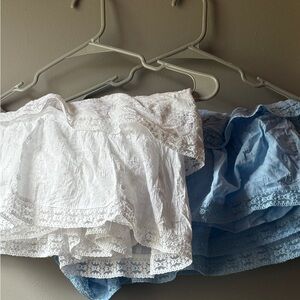 White and Blue Lace Skorts